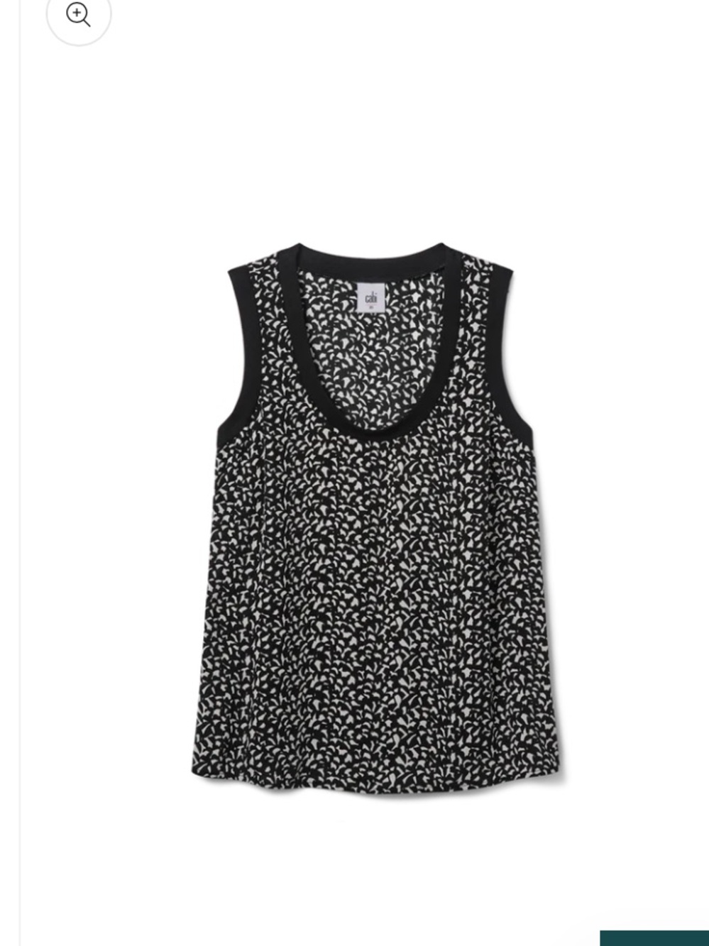 Cabi Sleeveless Black & White Printed woven Tank Top